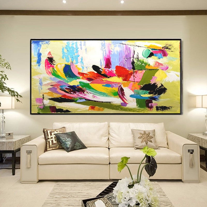 Vibrant Abstract Impasto Oil Painting on Canvas - Modern Textured Artwork - Original Handmade for Living room