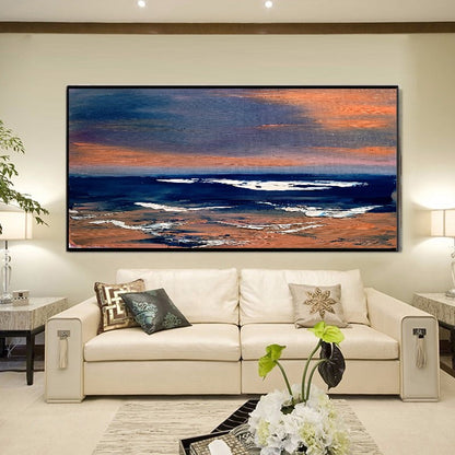 LARGE Abstract Seascape Impasto Oil Painting on Canvas, Modern Wall Art for Living room