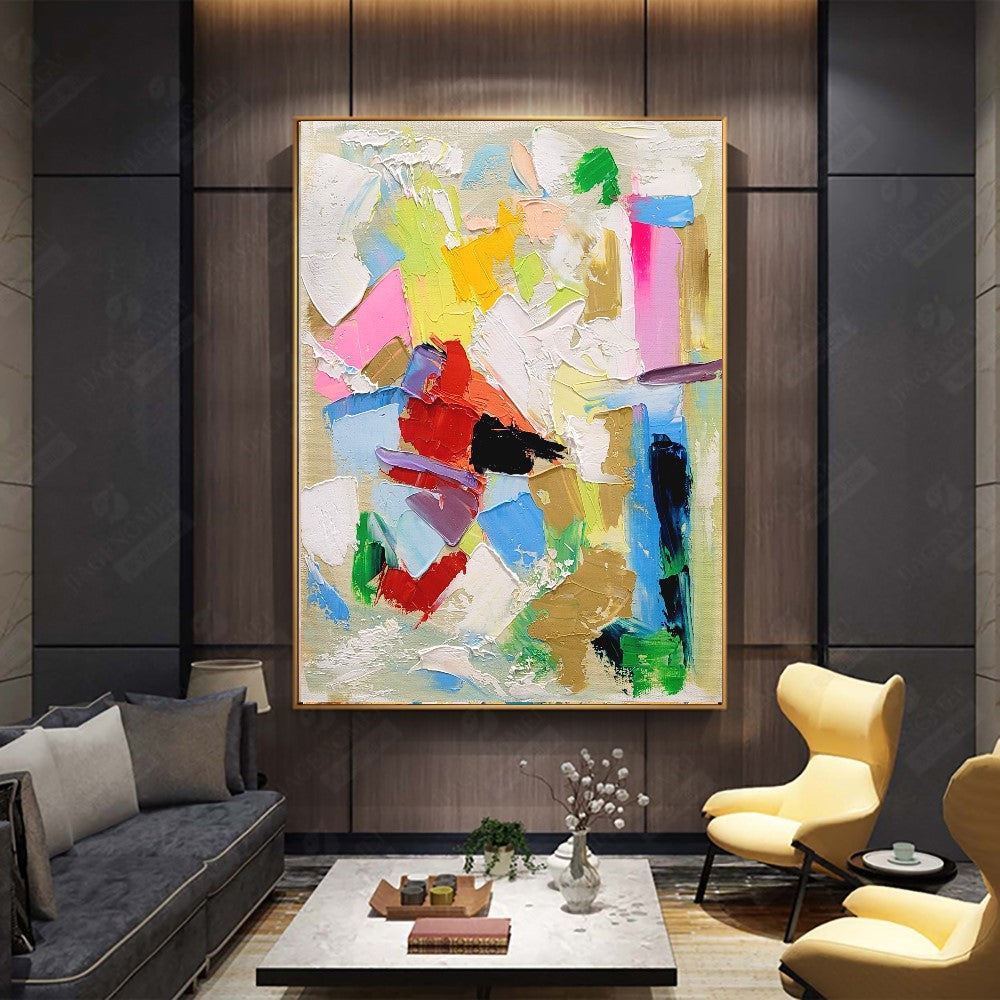 LARGE Abstract Impasto Oil Painting on Canvas, Vibrant Modern Wall Art for Living room