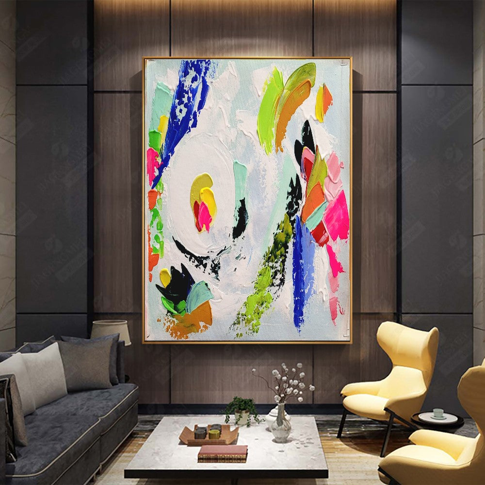 Large Abstract Paintings for living room, Impasto Oil Painting on Canvas, Colorful Modern Wall Art, Unique Painting