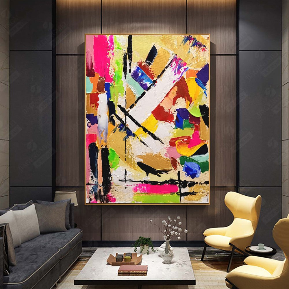 Large Abstract Paintings for living room, Impasto Oil Painting on Canvas, Colorful Modern Wall Art, Unique Painting