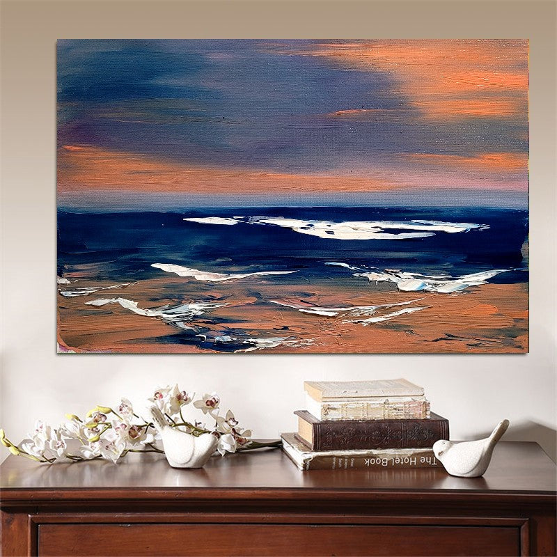 LARGE Abstract Seascape Impasto Oil Painting on Canvas, Modern Wall Art for Living room