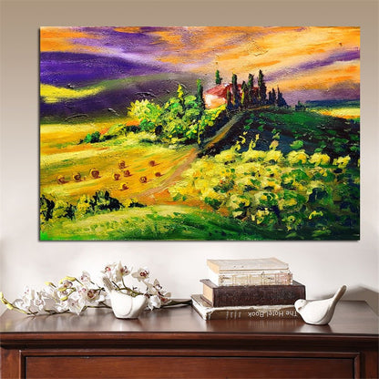 LARGE Abstract Impasto Oil Painting on Canvas, Toscana Italien Landscape, Textured Acrylic Art for Living room