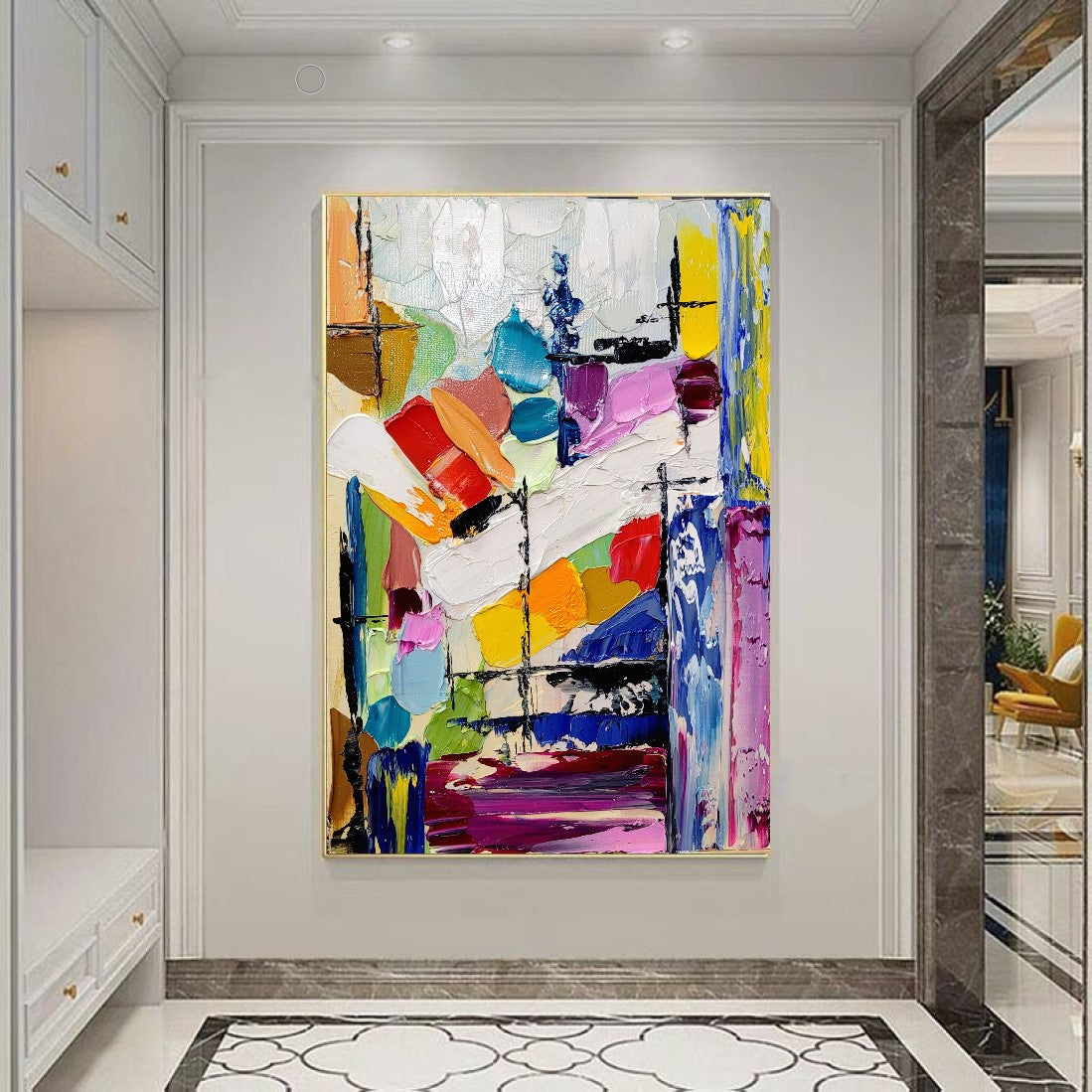 Large Abstract Paintings for living room, Impasto Oil Painting on Canvas, Colorful Modern Wall Art, Unique Painting