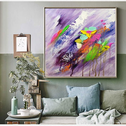 Moden Abstract Art, Floral Acrylic Painting on Canvas for living room