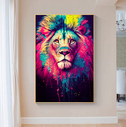 Colorful Lion Canvas Print - Large Print on Canvas, Modern Animal Art Print {{ shop_name }}Prints Abstract art work abstract lion Animal Print animals pictures Bright Home Decor canvas print canvas wall art colorful lion colorful wall art giclée prints Gift for Animal Lovers Graffiti Lion Print large canvas print large wall art lion painting Lion Wall Decor Modern Art Pop Art Lion print on canvas ready to hang canvas stretched canvas art Vibrant Lion Art Vibrant Wall Art wall art prints Wildlife Decor