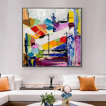 Large Abstract Paintings for living room, Impasto Oil Painting on Canvas, Colorful Modern Wall Art, Unique Painting