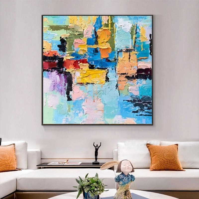 Large Abstract Paintings for living room, Impasto Oil Painting on Canvas, Colorful Modern Wall Art, Unique Painting