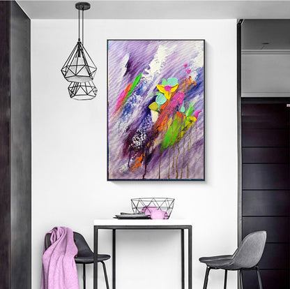 Moden Abstract Art, Floral Acrylic Painting on Canvas for living room