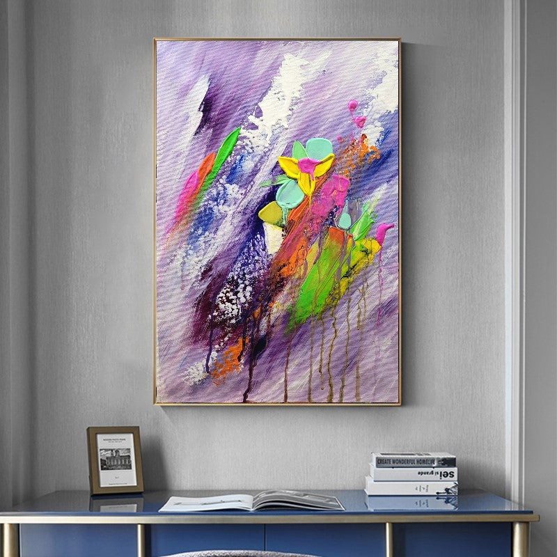 Moden Abstract Art, Floral Acrylic Painting on Canvas for living room