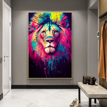 Colorful Lion Canvas Print - Large Print on Canvas, Modern Animal Art Print {{ shop_name }}Prints Abstract art work abstract lion Animal Print animals pictures Bright Home Decor canvas print canvas wall art colorful lion colorful wall art giclée prints Gift for Animal Lovers Graffiti Lion Print large canvas print large wall art lion painting Lion Wall Decor Modern Art Pop Art Lion print on canvas ready to hang canvas stretched canvas art Vibrant Lion Art Vibrant Wall Art wall art prints Wildlife Decor