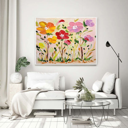 Blossoms in Bloom - Abstract Impasto Oil Painting on Canvas, Modern Abstract Floral Art for Living room, Bedroom