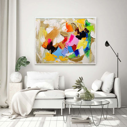 Modern Abstract Impasto Oil Painting on Canvas, Colorful Contemporary Art for Living room