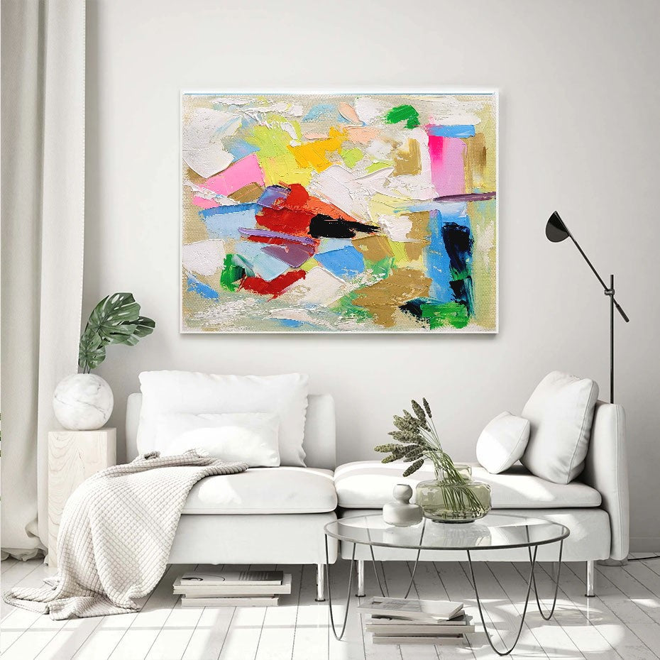 LARGE Abstract Impasto Oil Painting on Canvas, Vibrant Modern Wall Art for Living room