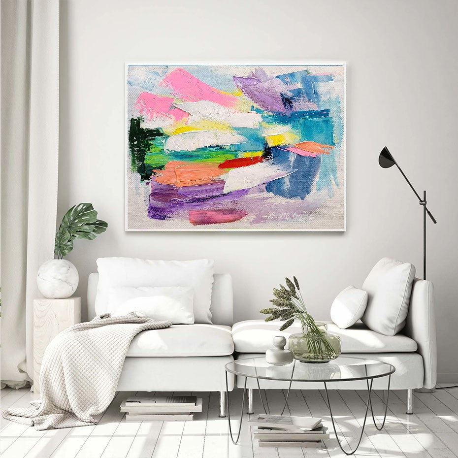 LARGE Pastel Colors Art, Abstract Impasto Oil Painting on Canvas, Modern Wall Art for Living room