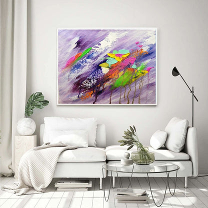 Moden Abstract Art, Floral Acrylic Painting on Canvas for living room