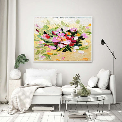 LARGE Floral Impasto Oil Painting on Canvas, Textured Abstract Flowers, Colorful Modern Wall Art Decor