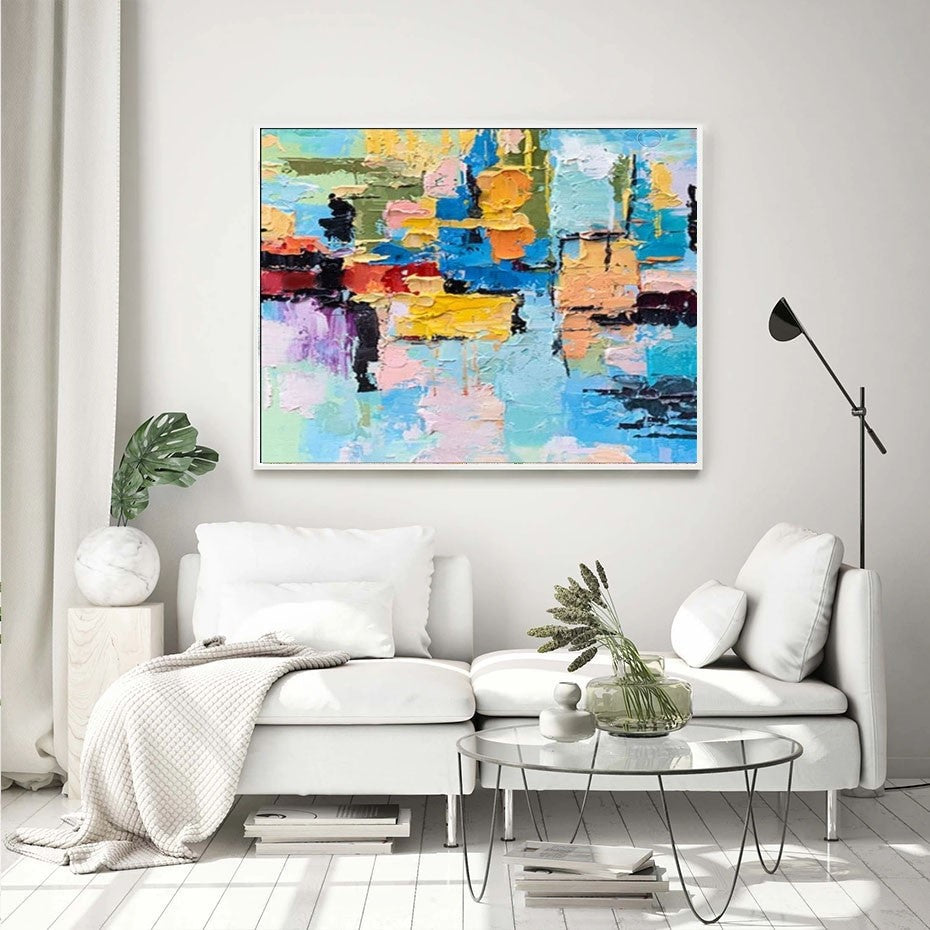 Large Abstract Paintings for living room, Impasto Oil Painting on Canvas, Colorful Modern Wall Art, Unique Painting