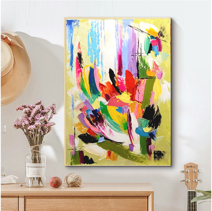 Vibrant Abstract Impasto Oil Painting on Canvas - Modern Textured Artwork - Original Handmade for Living room