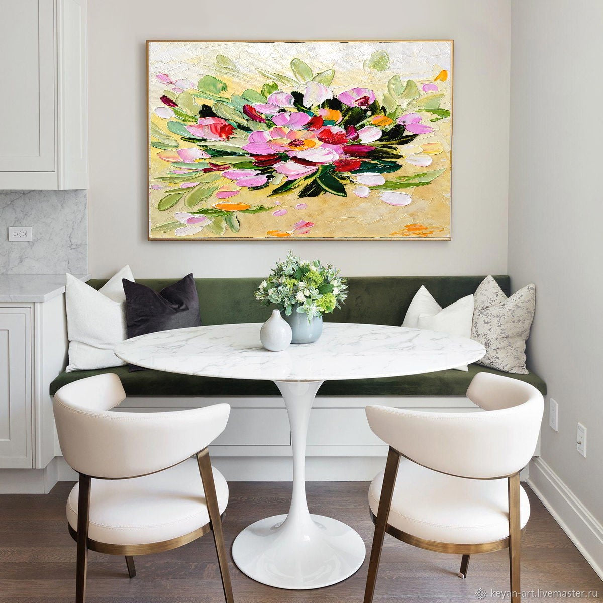 LARGE Floral Impasto Oil Painting on Canvas, Textured Abstract Flowers, Colorful Modern Wall Art Decor