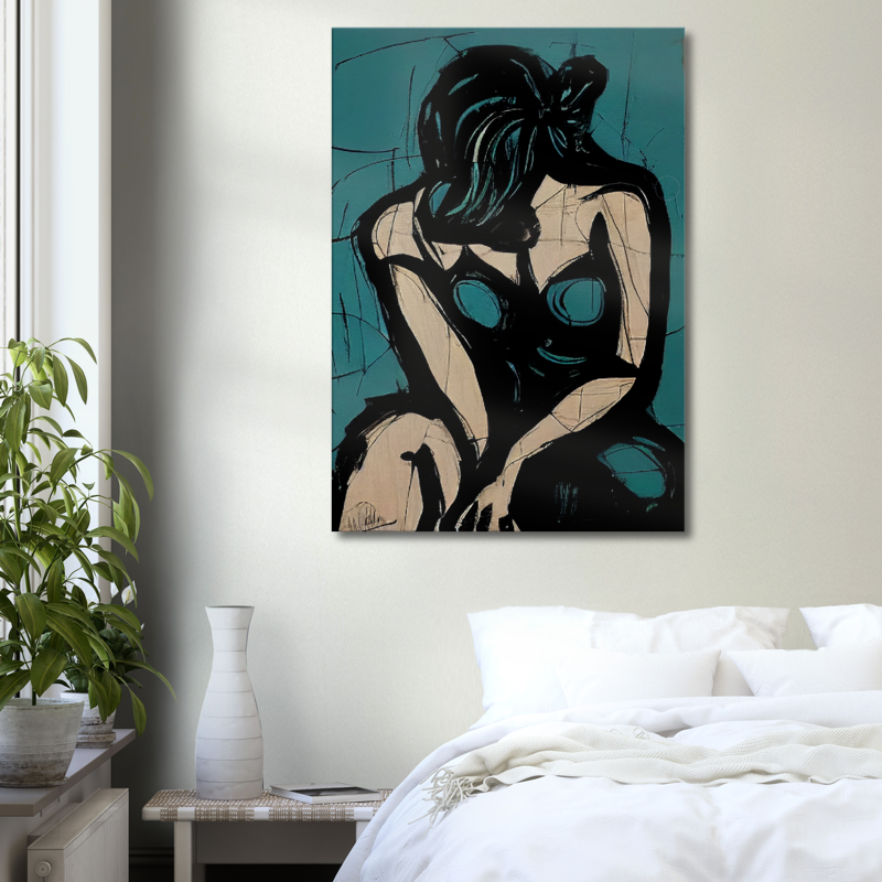 Abstract Sad Woman, Picasso Art - Large Modern Wall Art Print on Canvas {{ shop_name }}Prints abstract peoples abstract woman art collection black and blue canvas print canvas wall art digital print female figure geometric design giclée prints large canvas print love and frendship minimalist art modern interiors movie painting nude figure peoples painting picasso painting pop art print portrait art print on canvas ready to hang canvas sophisticated decor stretched canvas art wall art prints