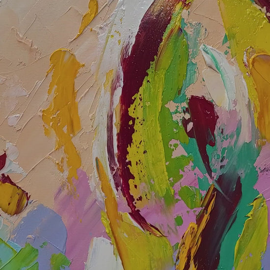 abstract painting, impasto art, oil painting, modern art, contemporary wall decor, textured painting, unique home decor, vibrant abstract, thick paint strokes, palette knife art, artistic expression, fine art, statement piece, bold wall art, modern interior decor, creative art, gift for art lovers, white and colorful art, artistic home decor, handcrafted art, texture art