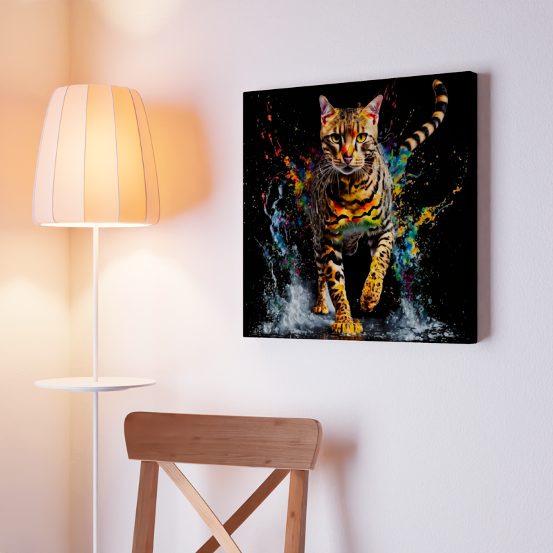 Bengal Cat / Stretched Printed Canvas / Unique Wall Art Print