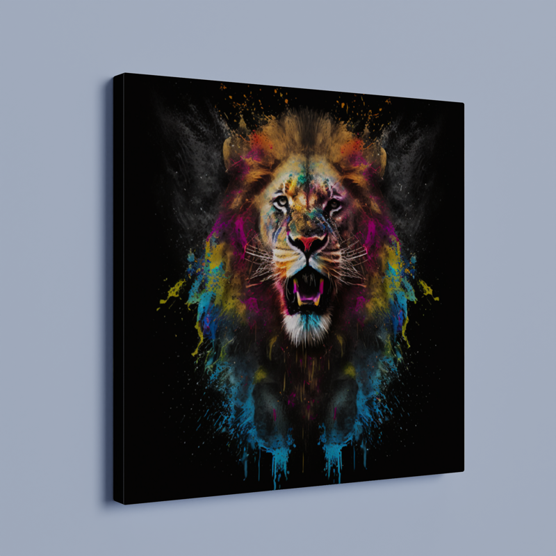 Graffti Colorful Lion - Stretched Printed Canvas - Unique Wall Art Print