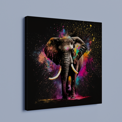 Vivod Colorful Elephant - Stretched Printed Canvas - Unique Wall Art Print