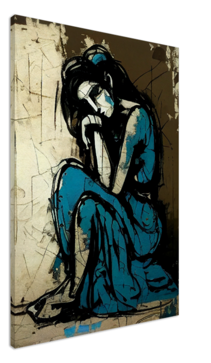 Large Stretched Printed Canvas - Sad Woman - Painting by Picasso - Abstract Modern Wall Art Print