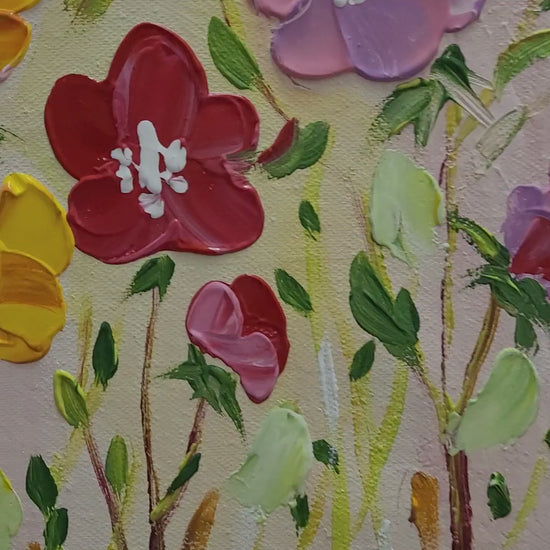 abstract floral painting, impasto art, modern art, contemporary art, original painting, vibrant colors, wall art, oil painting, canvas art, textured art, home decor, flower painting, botanical art, expressionist art, handmade, palette knife painting, art collector, unique gift, nature-inspired decor, fine art