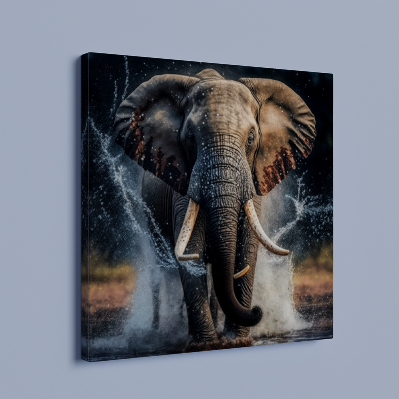 Elephant in water, Stretched Printed Canvas, Unique Wall Art Print {{ shop_name }}Prints animal pictures Animal Print Bright Home Decor canvas print canvas wall art colorful wall art Elephant Art elephant painting elephant photo art elephant pop art giclée prints Gift for Animal Lovers large canvas print Modern Art modern art print print on canvas ready to hang canvas stretched canvas art Vibrant Wall Art wall art prints Wildlife Decor