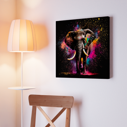 Vivod Colorful Elephant - Stretched Printed Canvas - Unique Wall Art Print