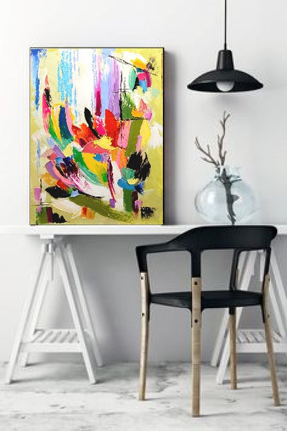 Vibrant Abstract Impasto Oil Painting on Canvas - Modern Textured Artwork - Original Handmade for Living room