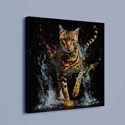 Bengal Cat / Stretched Printed Canvas / Unique Wall Art Print