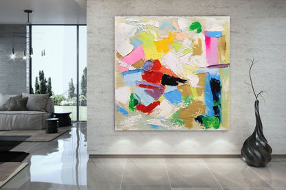 LARGE Abstract Impasto Oil Painting on Canvas, Vibrant Modern Wall Art for Living room