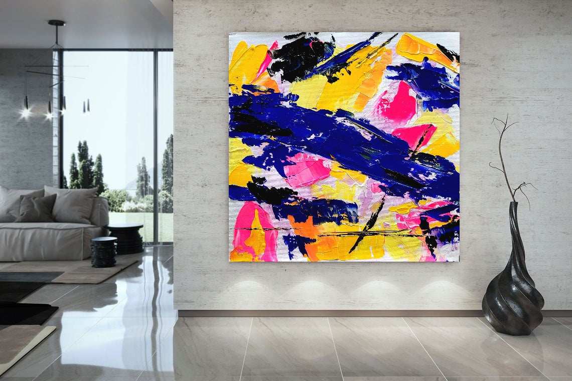 Electric Fusion - Large Abstract Paintings for living room, Impasto Oil Painting on Canvas, Colorful Modern Wall Art, Unique Painting