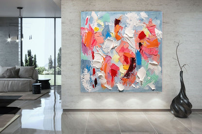 Colorful Chaos - Modern Abstract Impasto Acrylic Painting on Canvas, Vibrant Color Textured Wall Art