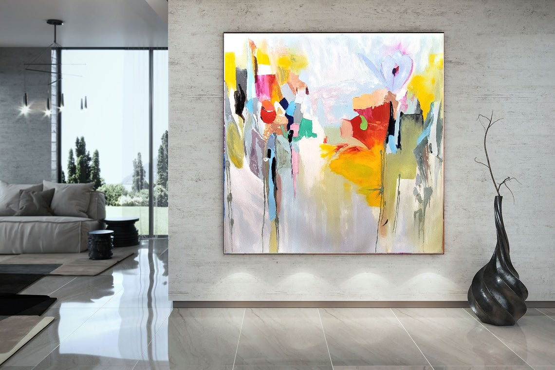 Abstract Paintings for living room, Impasto Oil Painting on Canvas, Modern Wall Art, Unique Painting