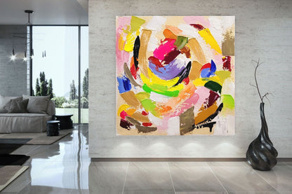 LARGE Modern Colorful Abstract Art, Impasto Oil Painting on Canvas, Handmade Art, Original Artwork